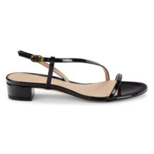 Stuart Weitzman Soiree 25 Strap Sandal, Black Patent Size 6.5